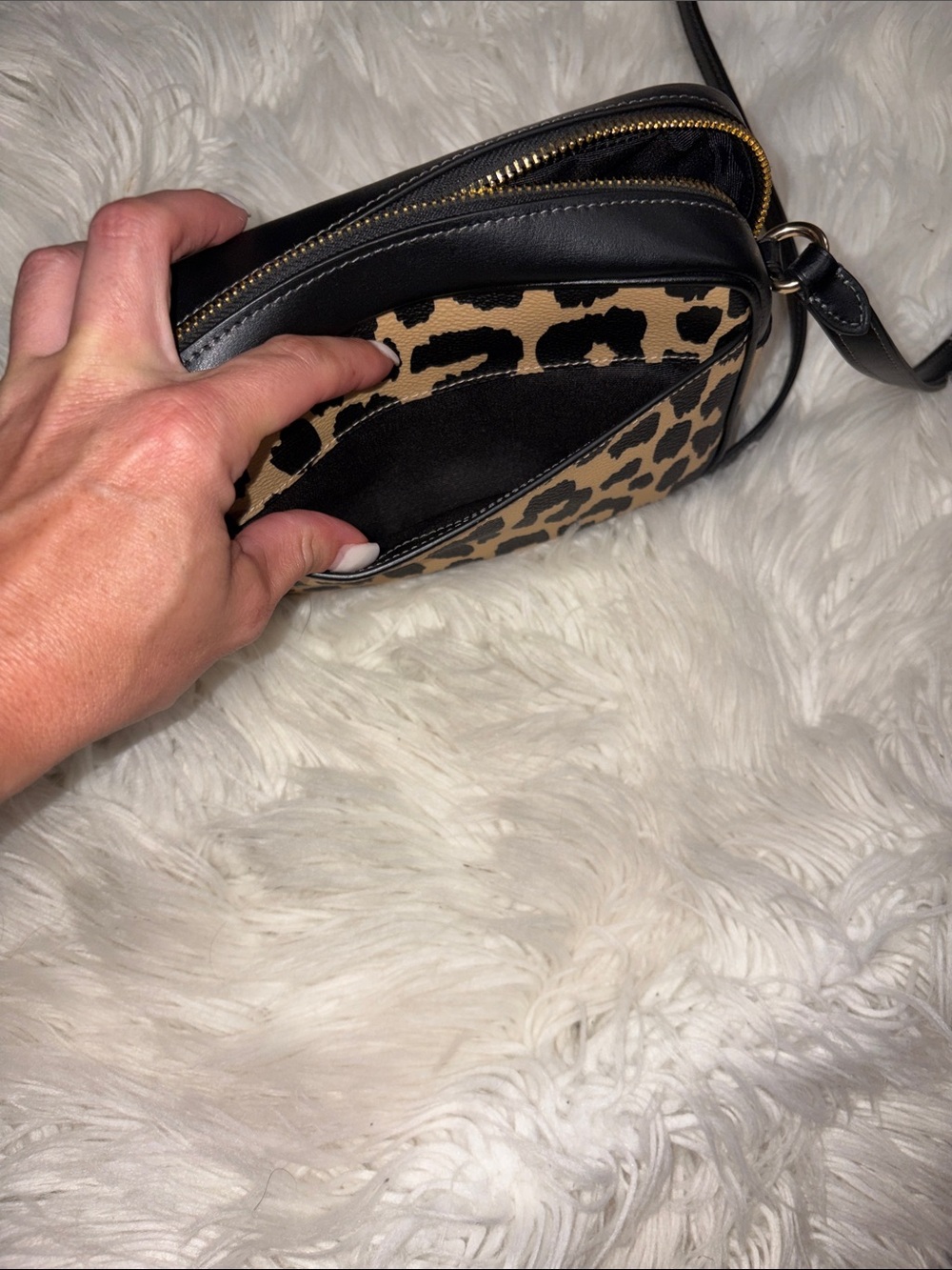 Coach Leopard Print Crossbody in Black and Tan - Picture 9 of 15